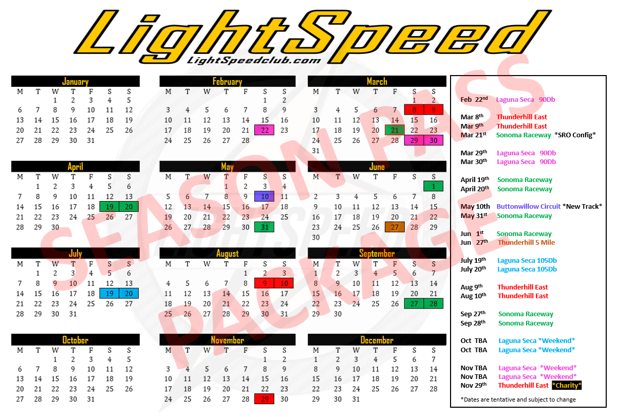 LightSpeed 2025 Track Day Season Pass